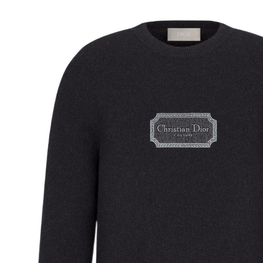 Shop DIOR FW22 男士黑色圓領針織羊毛毛衣 243M645AT47-4988