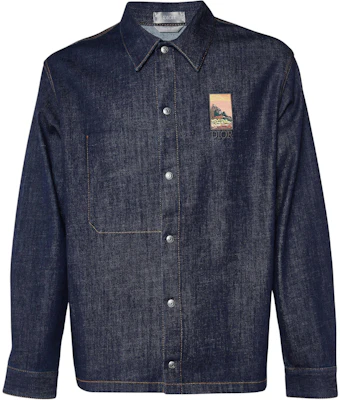 DIOR 2022秋冬蓝色徽标与风景刺绣牛仔长袖衬衫 033D490H214X-C587 Buy DIOR 2022秋冬蓝色徽标与风景刺绣牛仔长袖衬衫 033D490H214X-C587