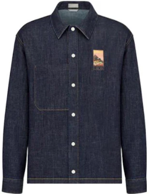 DIOR 2022秋冬蓝色徽标与风景刺绣牛仔长袖衬衫 033D490H214X-C587 Order DIOR 2022秋冬蓝色徽标与风景刺绣牛仔长袖衬衫 033D490H214X-C587