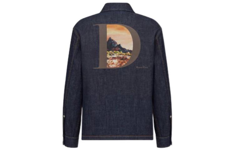 Lookbook DIOR 2022秋冬蓝色徽标与风景刺绣牛仔长袖衬衫 033D490H214X-C587