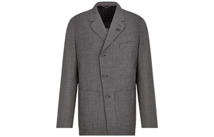 DIOR FW22 Brown Checkered Single-Breasted Long-Sleeve Jacket for Men 113C278A5726-C089