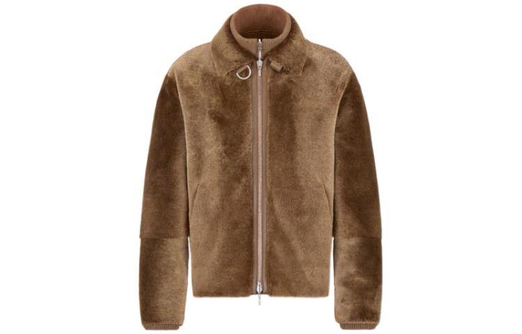 DIOR FW22 Brown Zip-Up Stand Collar Long-Sleeve Jacket 313L416A0662-C787
