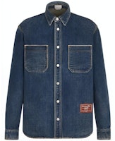DIOR FW22 Denim Blue Long Sleeve Shirt with Logo Tag for Men 113D585BY513-C520 DIOR FW22 Denim Blue Long Sleeve Shirt with Logo Tag for Men 113D585BY513-C520