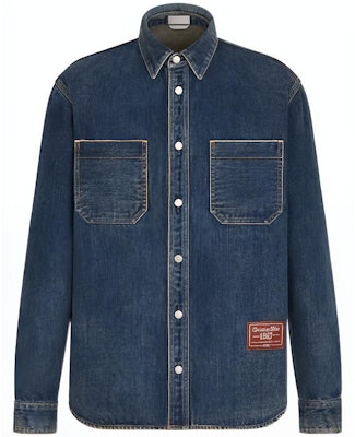 Kemeja Lengan Panjang Pria DIOR FW22 Denim Biru dengan Logo Tag 113D585BY513-C520 Order Kemeja Lengan Panjang Pria DIOR FW22 Denim Biru dengan Logo Tag 113D585BY513-C520