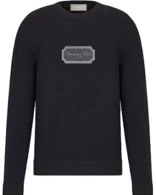 DIOR FW22 Essentials Black Cashmere Crewneck Sweater with Logo Embroidery for Men. 243M645AT474-C988 Order DIOR FW22 Essentials Black Cashmere Crewneck Sweater with Logo Embroidery for Men. 243M645AT474-C988