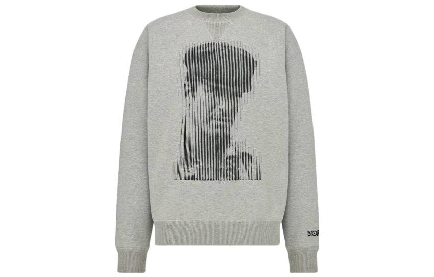 DIOR FW22 Graphic Crewneck Pullover Sweatshirt Grey 293J674F0796-C889