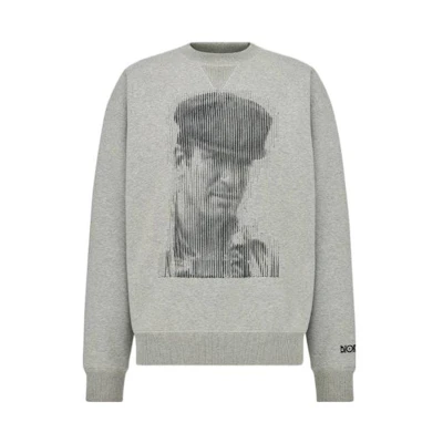 DIOR FW22 Graphic Crewneck Pullover Sweatshirt Grey 293J674F0796-C889