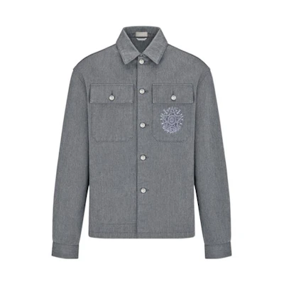 DIOR FW22 Grey Embroidered Logo Single-Breasted Casual Jacket 243D487AY514-C888