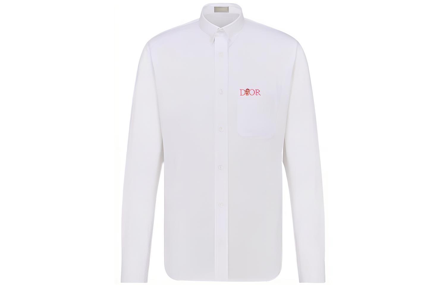 DIOR FW22 Jardin Series  Embroidered Long Sleeve Shirt White 013C530C1581-C084