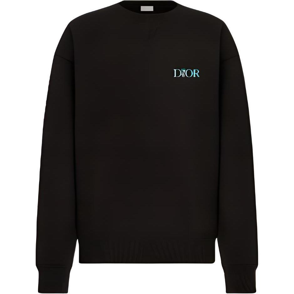 DIOR FW22 Letter Logo Crewneck Long Sleeve Sweatshirt Black - 293J674H0531-C986