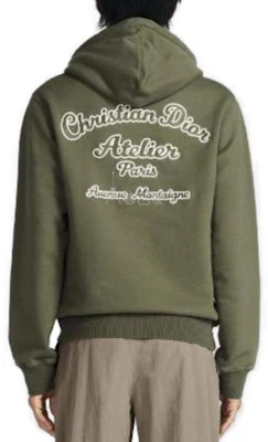 DIOR FW22 Hoodie Letter Print Olive Green Pullover 293J698A0531-C680 Cheap DIOR FW22 Hoodie Letter Print Olive Green Pullover 293J698A0531-C680
