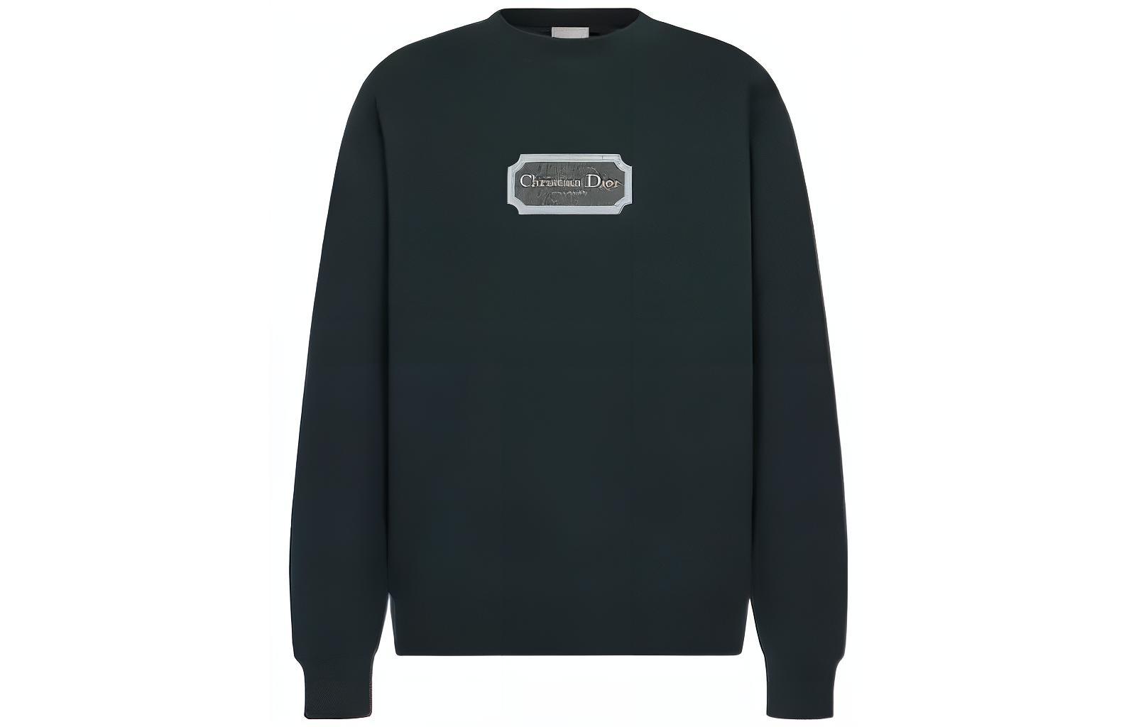DIOR FW22 Logo Crewneck Pullover Long Sleeve Sweatshirt  Deep Green. 243J693A0531-C588