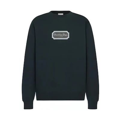 DIOR FW22 Logo Crewneck Pullover Long Sleeve Sweatshirt Deep Green. 243J693A0531-C588