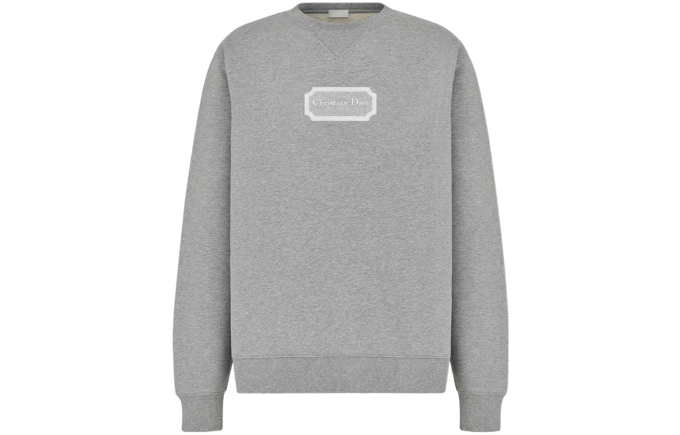DIOR FW22 Logo Crewneck Pullover Sweatshirt  Grey 243J693A0531-C880
