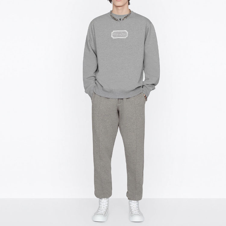 Shop Sudadera DIOR FW22 Logo Crewneck Pullover Gris 243J693A0531-C880