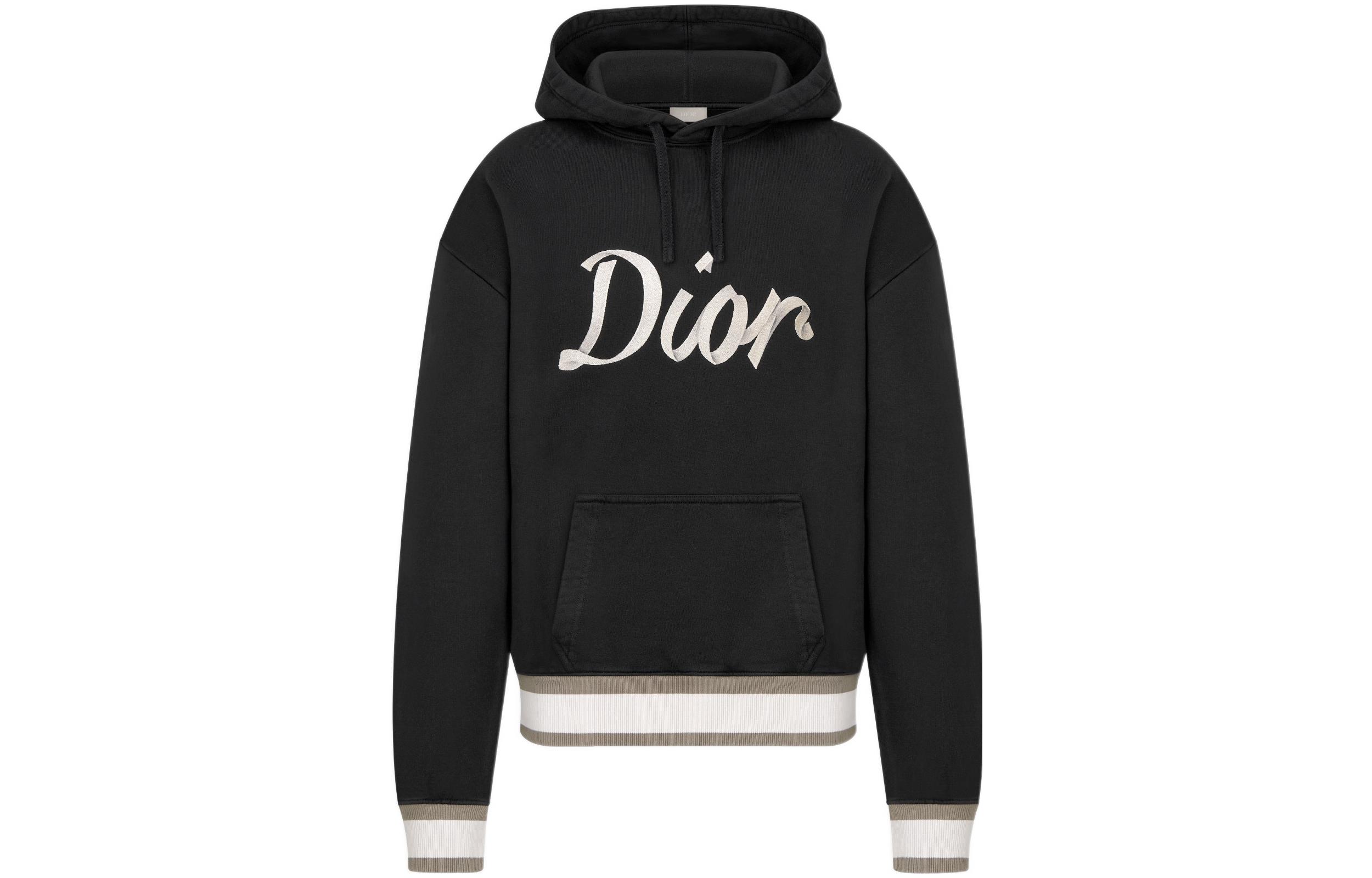 DIOR FW22 Logo Print Black Hoodie for Men 293J678A0531-C980