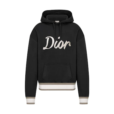 DIOR FW22 Logo Print Black Hoodie for Men 293J678A0531-C980