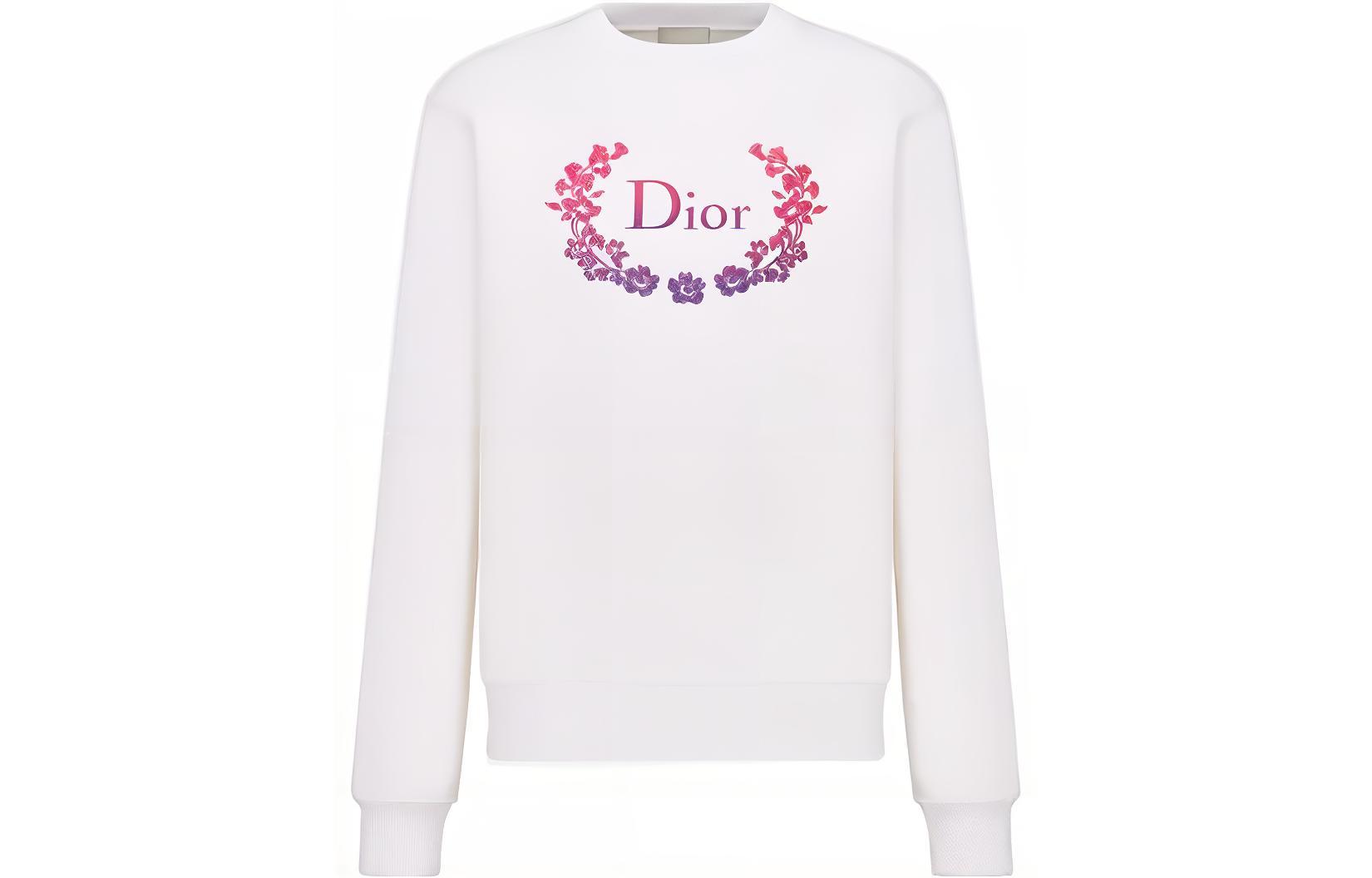 Dior FW22 Logo Print Crewneck Sweatshirt White () 313J699A0531-C089