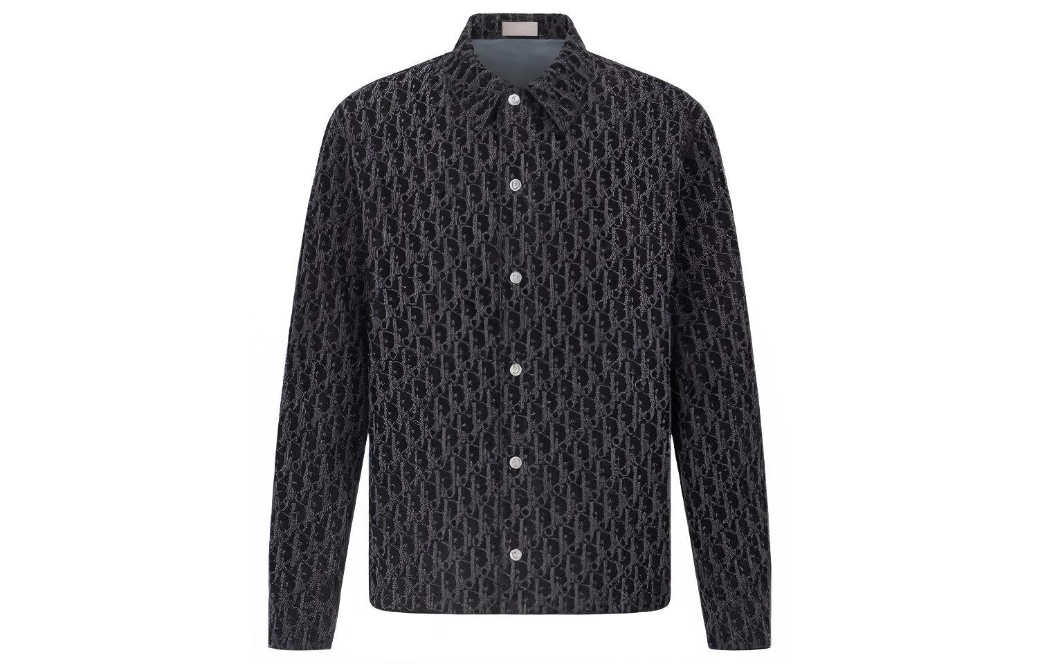 Order DIOR FW22 Kemeja Lengan Panjang Twill Logo Print Biru 033D490M321X-C585