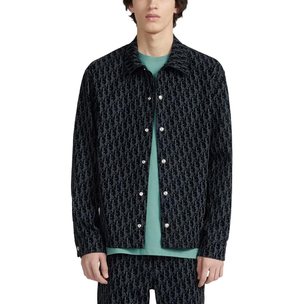 Purchase DIOR FW22 Kemeja Lengan Panjang Twill Logo Print Biru 033D490M321X-C585