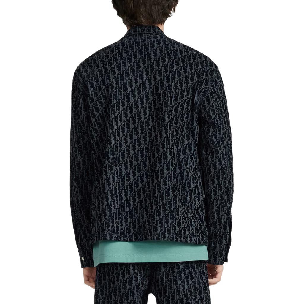 Details for DIOR FW22 Kemeja Lengan Panjang Twill Logo Print Biru 033D490M321X-C585