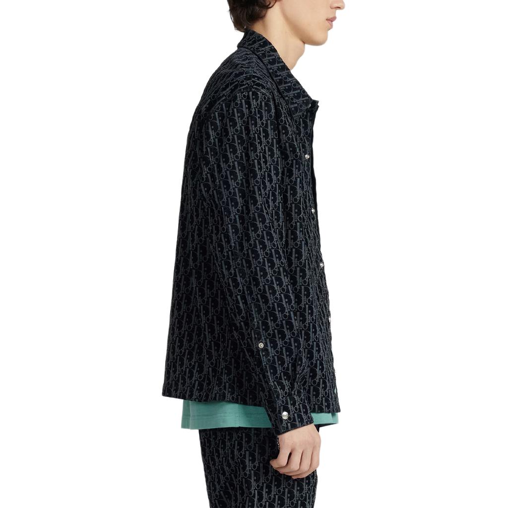 Sizing DIOR FW22 Kemeja Lengan Panjang Twill Logo Print Biru 033D490M321X-C585