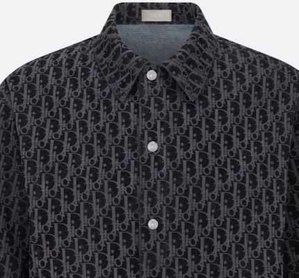 DIOR FW22 Kemeja Lengan Panjang Twill Logo Print Biru 033D490M321X-C585 Cheap DIOR FW22 Kemeja Lengan Panjang Twill Logo Print Biru 033D490M321X-C585