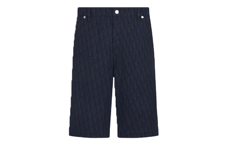 Order DIOR FW22 Celana Pendek Cargo Pria Biru Navy Mid-Waist Printed. 283D013AY517-C589