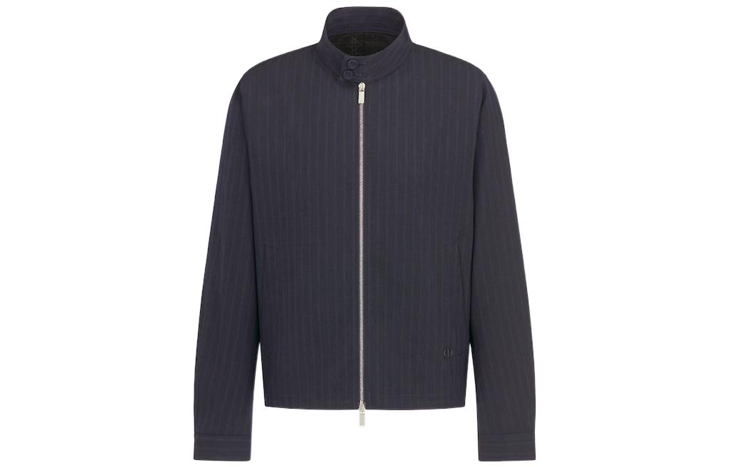 DIOR FW22 Navy Logo Appliqué Zip-Up Jacket for Men 113C440A5628-C589
