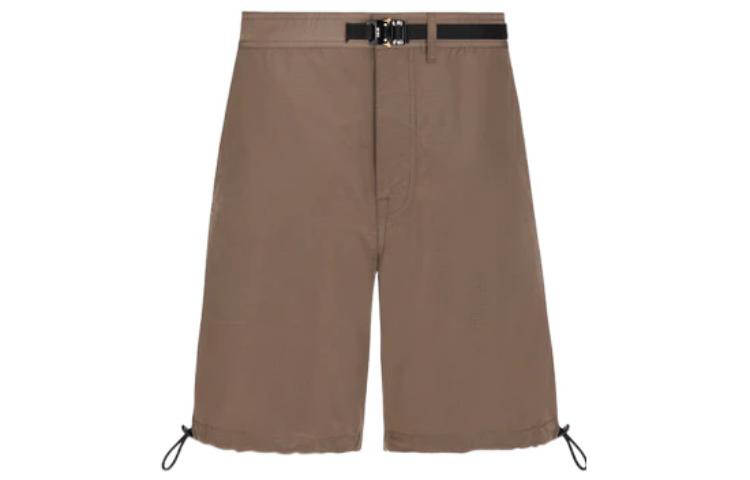 DIOR FW22 Plain Logo Belt Buckle Straight Casual Shorts Brown . 293C179A4717-C730