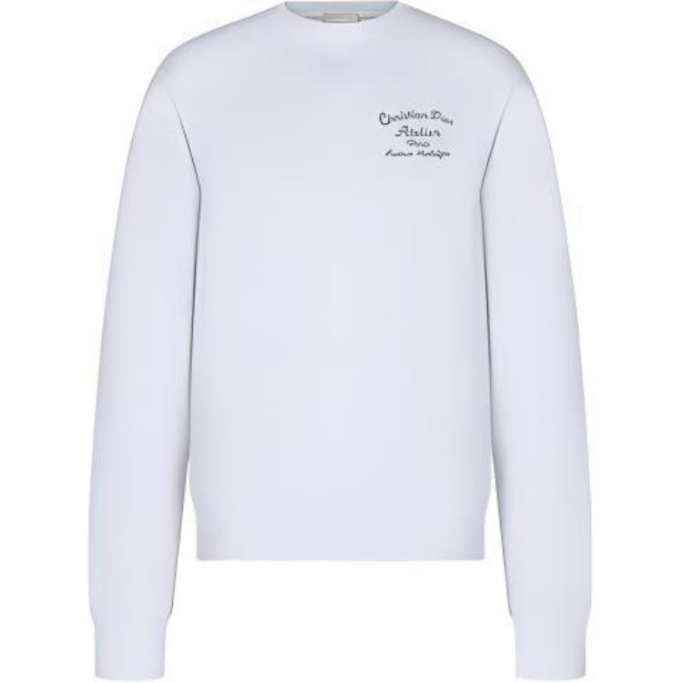 DIOR FW22 Pure Logo Embroidered Pullover Sweatshirt White () 293J699A0531-C088