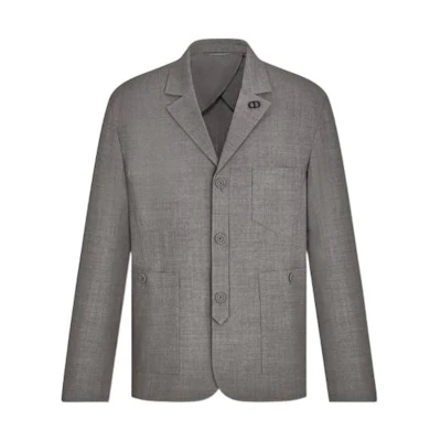 DIOR FW22 Solid Color Long Sleeve Blazer Jacket Grey 313C203A5725-C830