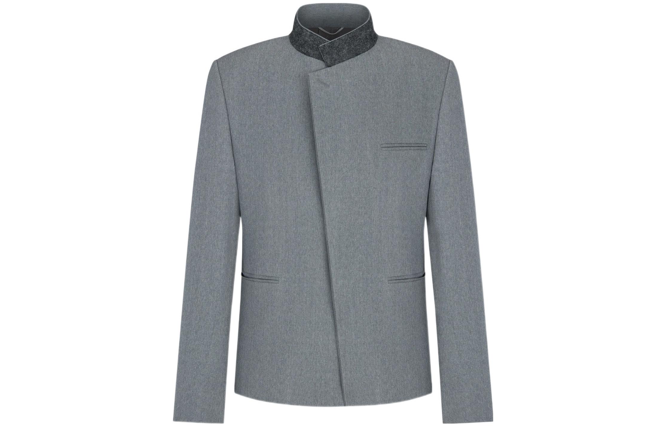 DIOR FW22 Solid Color Stand Collar Single-Breasted Grey Jacket 243C255A5635-C830