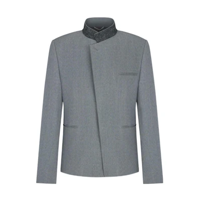 DIOR FW22 Solid Color Stand Collar Single-Breasted Grey Jacket 243C255A5635-C830