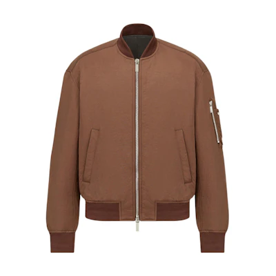 DIOR FW22 Solid Color Zipped Bomber Jacket Mocha Brown 943C439J5515-C187