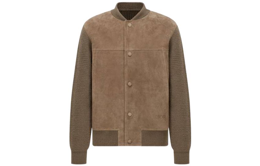 DIOR FW22 Solid Single-Breasted Collarless Jacket Brown 293M430AT395-C730