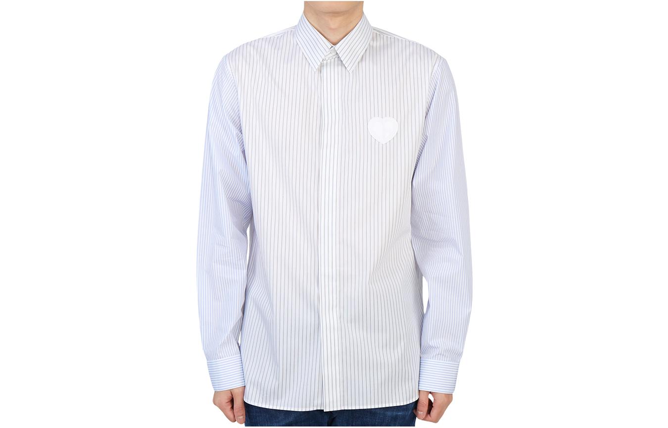 DIOR FW22 Striped Collared Long Sleeve Shirt Blue  Shirt. 213C513B5505-070
