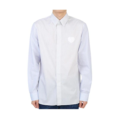 DIOR FW22 Striped Collared Long Sleeve Shirt Blue Shirt. 213C513B5505-070