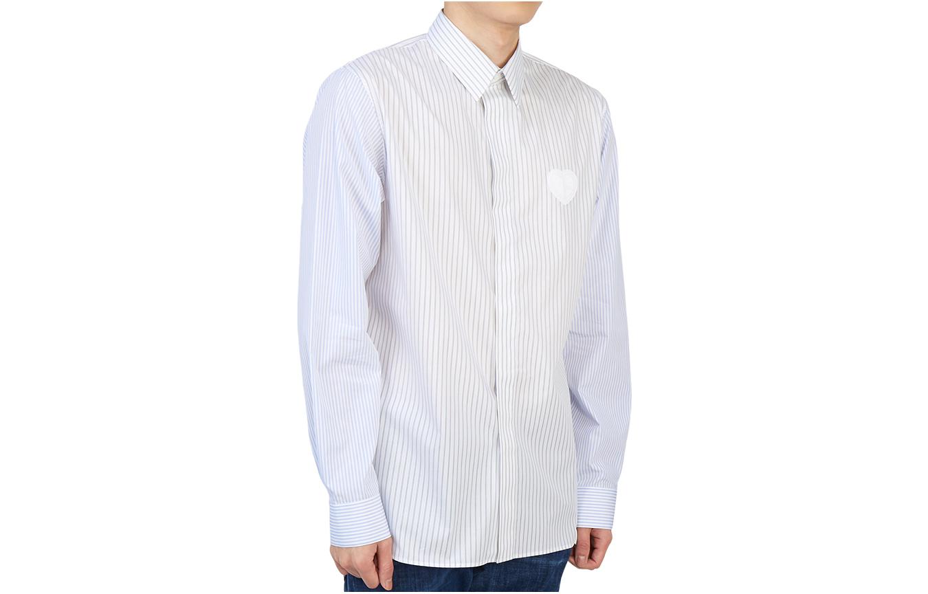 Shop DIOR 2022秋冬蓝色条纹长袖衬衫 翻领衬衫 213C513B5505-070