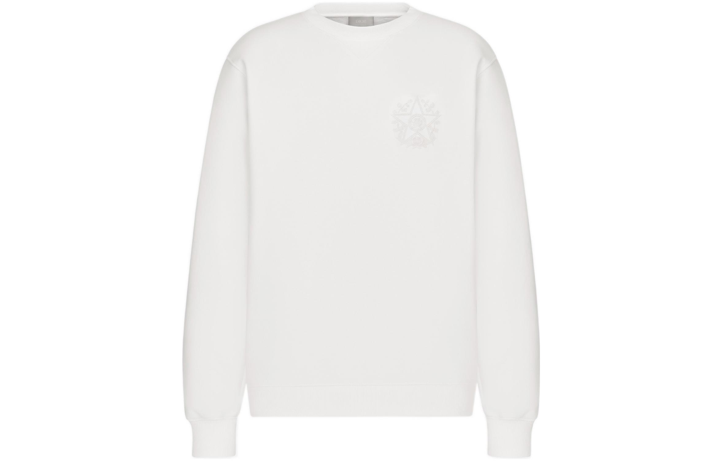 DIOR FW22 White Embroidered Logo Sweatshirt 243J693B0531-C080