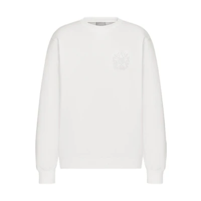 DIOR FW22 White Embroidered Logo Sweatshirt 243J693B0531-C080