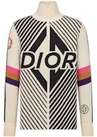 DIOR FW22 White High-Neck Zip Knit Sweater with Logo Print for Men. 313M649AT476-C089 DIOR FW22 White High-Neck Zip Knit Sweater with Logo Print for Men. 313M649AT476-C089