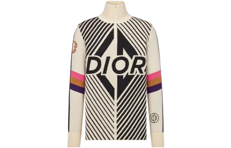 Order Dior FW22 Suéter Blanco de Cuello Alto con Cremallera y Logo para Hombre. 313M649AT476-C089