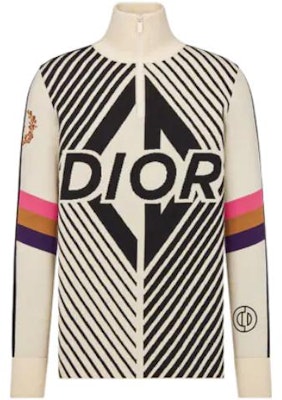 DIOR FW22 White High-Neck Zip Knit Sweater with Logo Print for Men. 313M649AT476-C089 Order DIOR FW22 White High-Neck Zip Knit Sweater with Logo Print for Men. 313M649AT476-C089