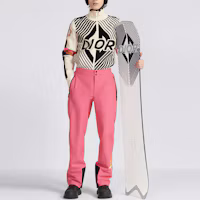 Shop DIOR FW22 男士白色高領拉鍊針織毛衣附標誌印花 313M649AT476-C089