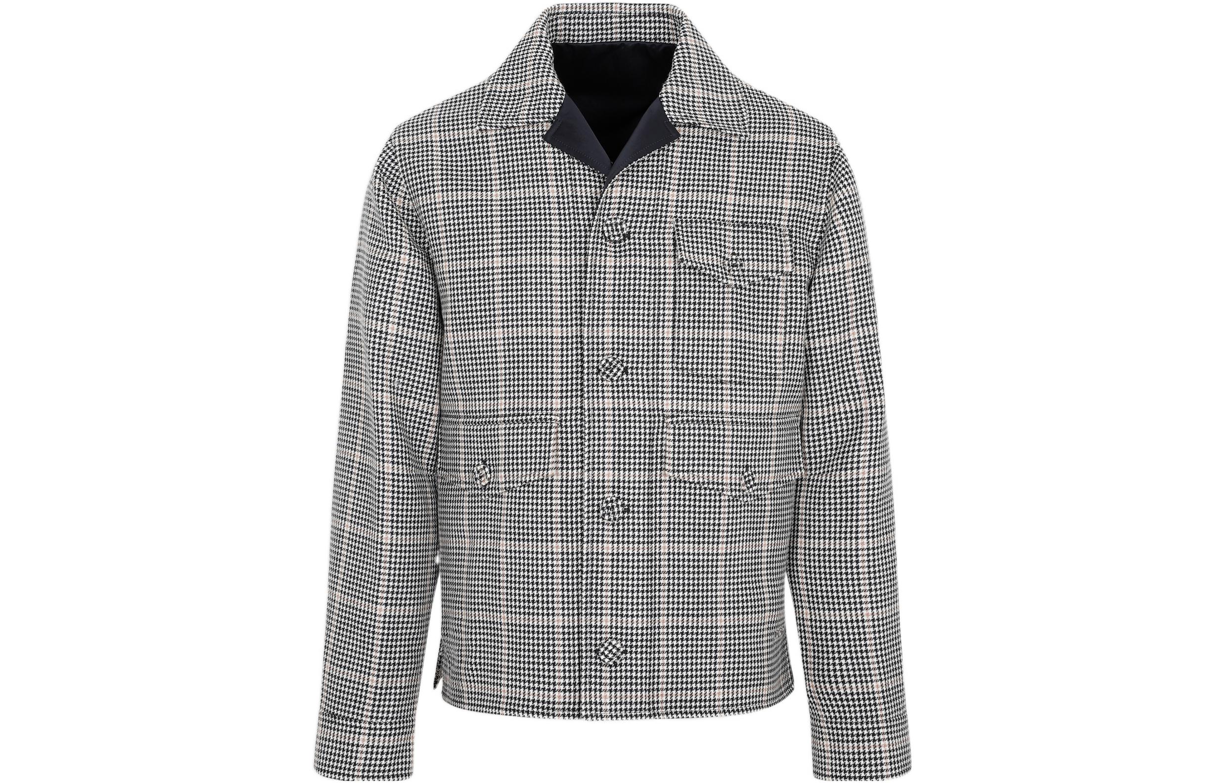 Dior FW22 White Plaid Contrast Collar Long-Sleeve Jacket 293C403A5559-089