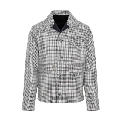 Dior FW22 White Plaid Contrast Collar Long-Sleeve Jacket 293C403A5559-089