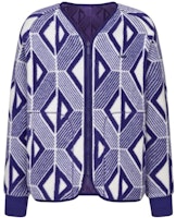 DIOR FW22 Wool Jacquard Striped Reversible Jacket with Metal Logo - Blue () 213J435A0812-C480 DIOR FW22 Wool Jacquard Striped Reversible Jacket with Metal Logo - Blue () 213J435A0812-C480