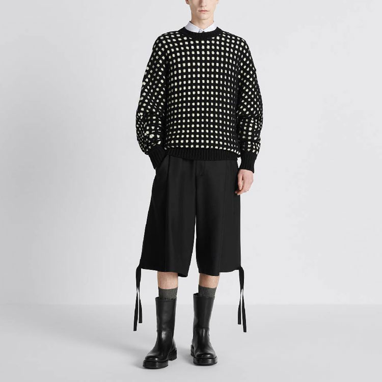 Shop DIOR FW23 黑色中腰直筒九分休閒褲 343C161A5949-C900