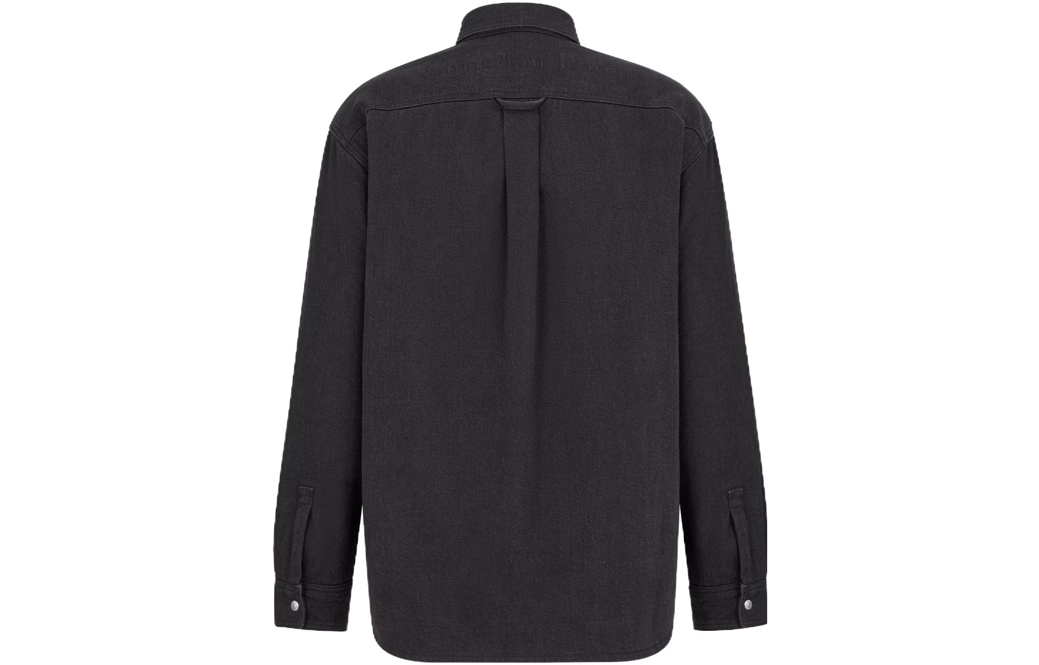 DIOR FW23  Black Solid Color Double-Sided Denim Long-Sleeve Shirt. 343D583AY530-C989 圖 3